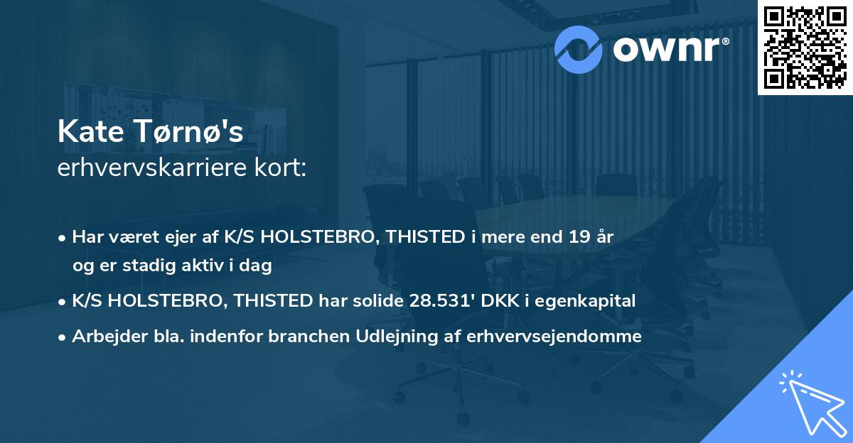 Kate Tørnø's erhvervskarriere kort