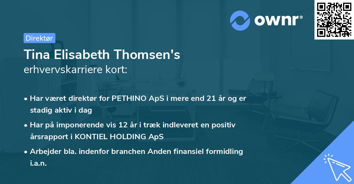 Tina Elisabeth Thomsen's erhvervskarriere kort