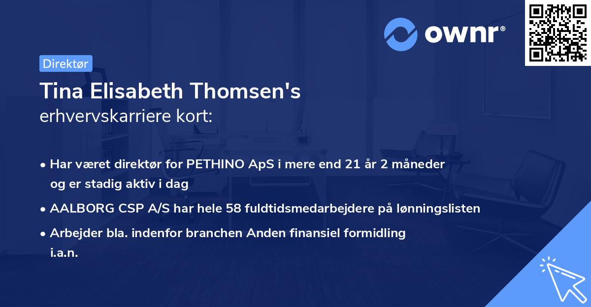 Tina Elisabeth Thomsen's erhvervskarriere kort