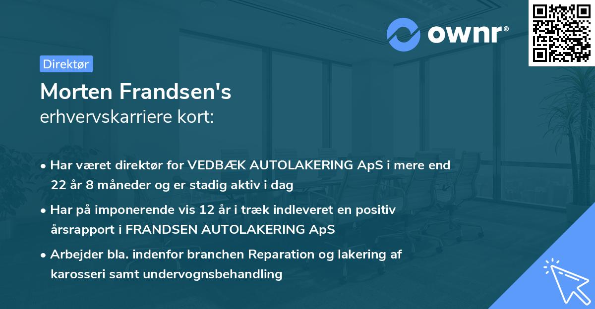 Morten Frandsen's erhvervskarriere kort