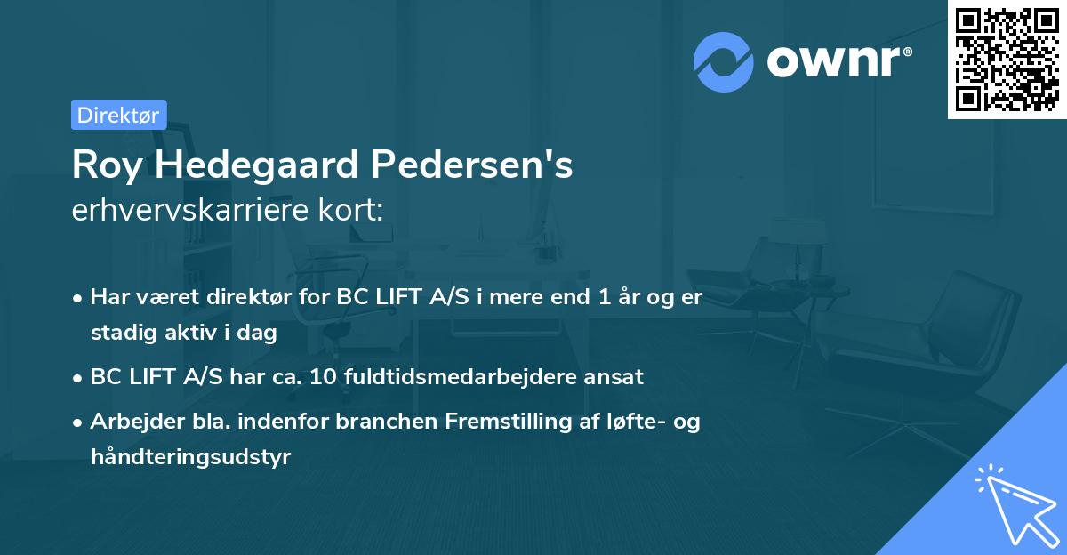 Roy Hedegaard Pedersen's erhvervskarriere kort