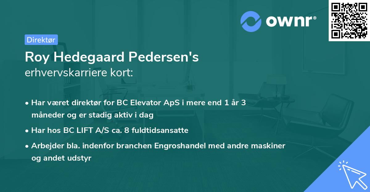 Roy Hedegaard Pedersen's erhvervskarriere kort