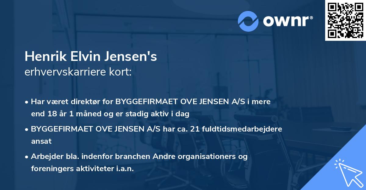 Henrik Elvin Jensen's erhvervskarriere kort