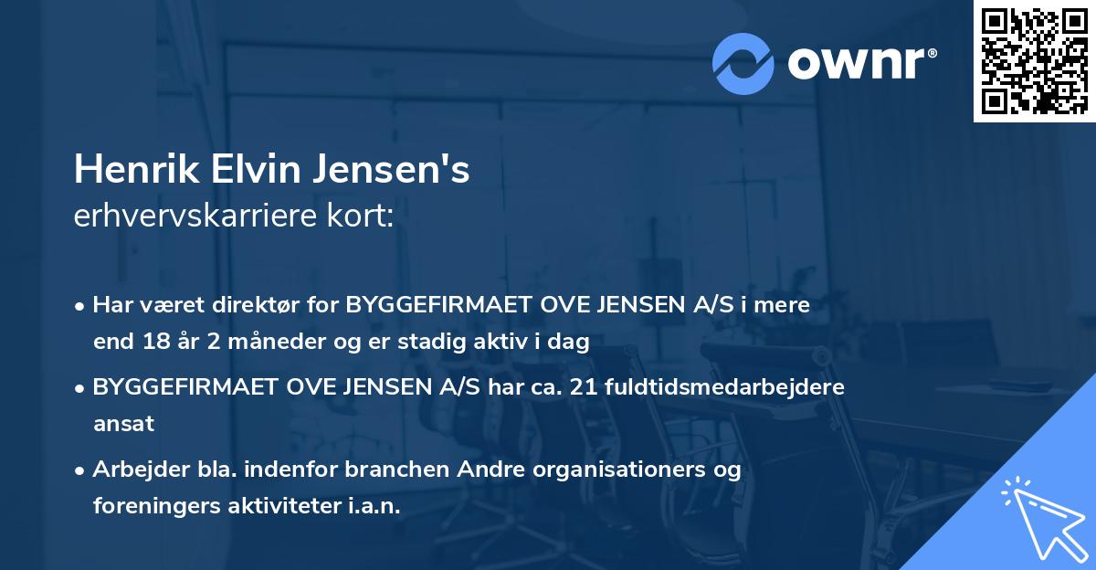 Henrik Elvin Jensen's erhvervskarriere kort