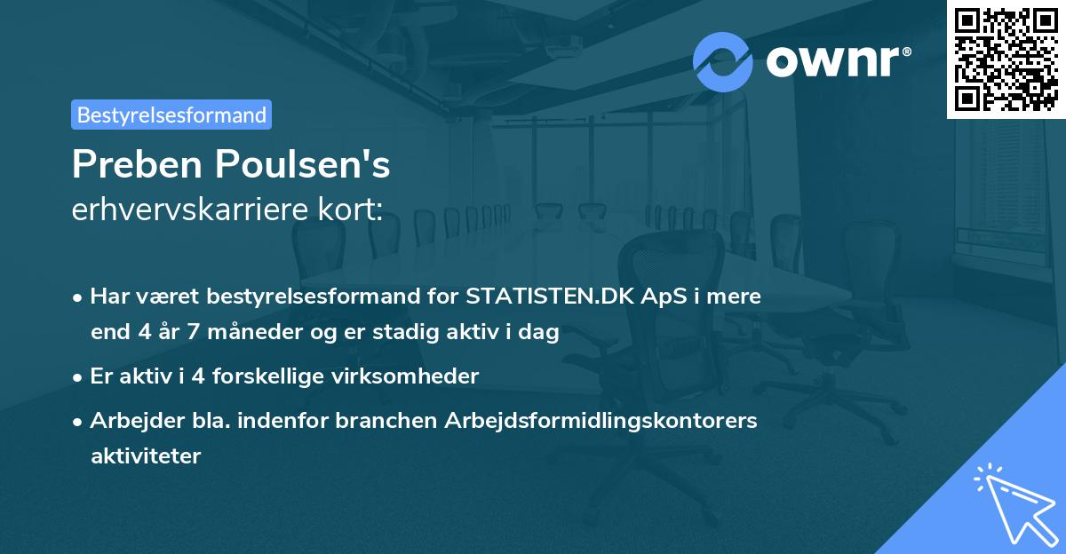Preben Poulsen's erhvervskarriere kort