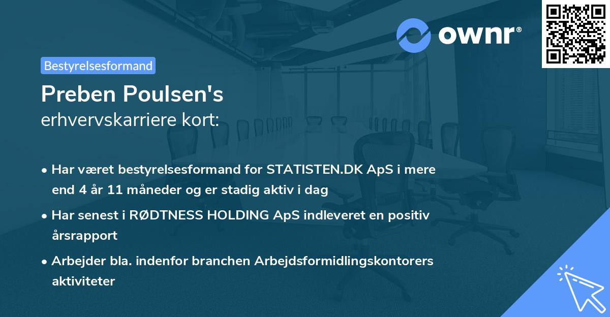 Preben Poulsen's erhvervskarriere kort