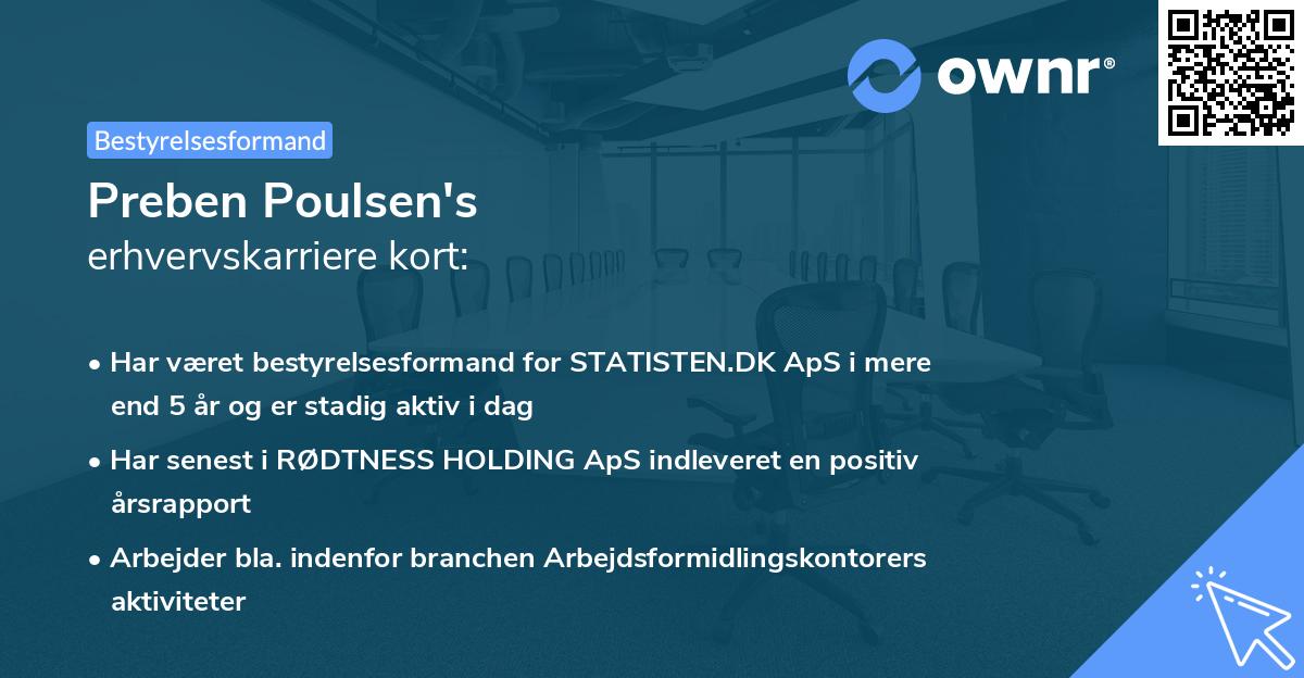Preben Poulsen's erhvervskarriere kort