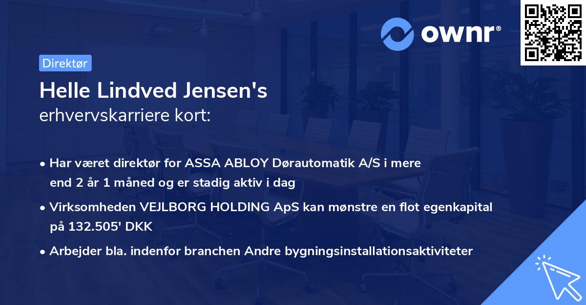 Helle Lindved Jensen's erhvervskarriere kort