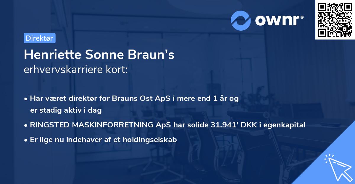 Henriette Sonne Braun's erhvervskarriere kort