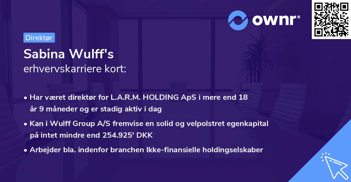 Sabina Wulff's erhvervskarriere kort