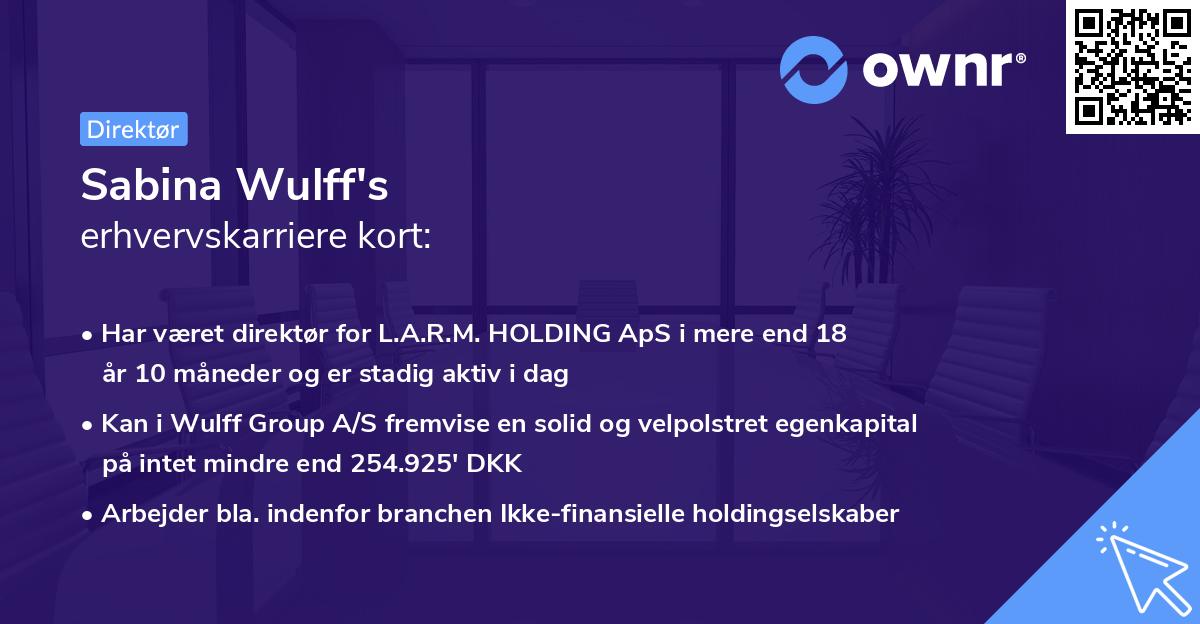 Sabina Wulff's erhvervskarriere kort