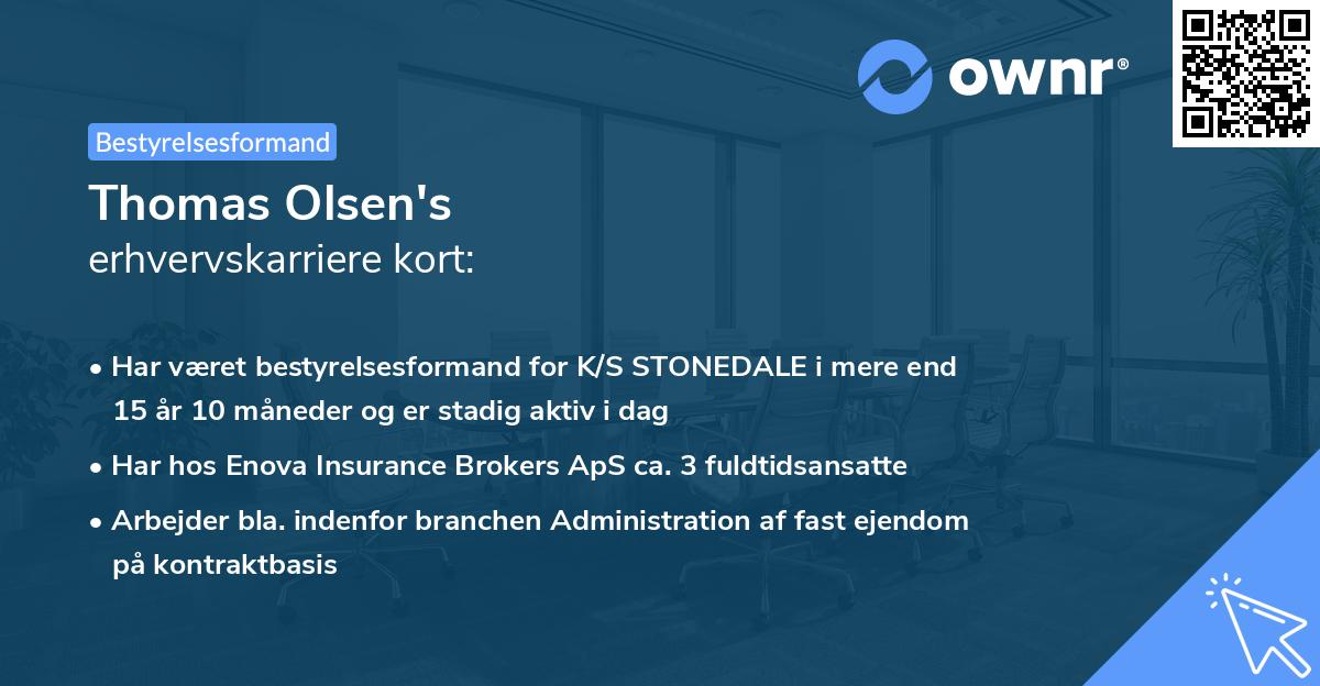 Thomas Olsen's erhvervskarriere kort