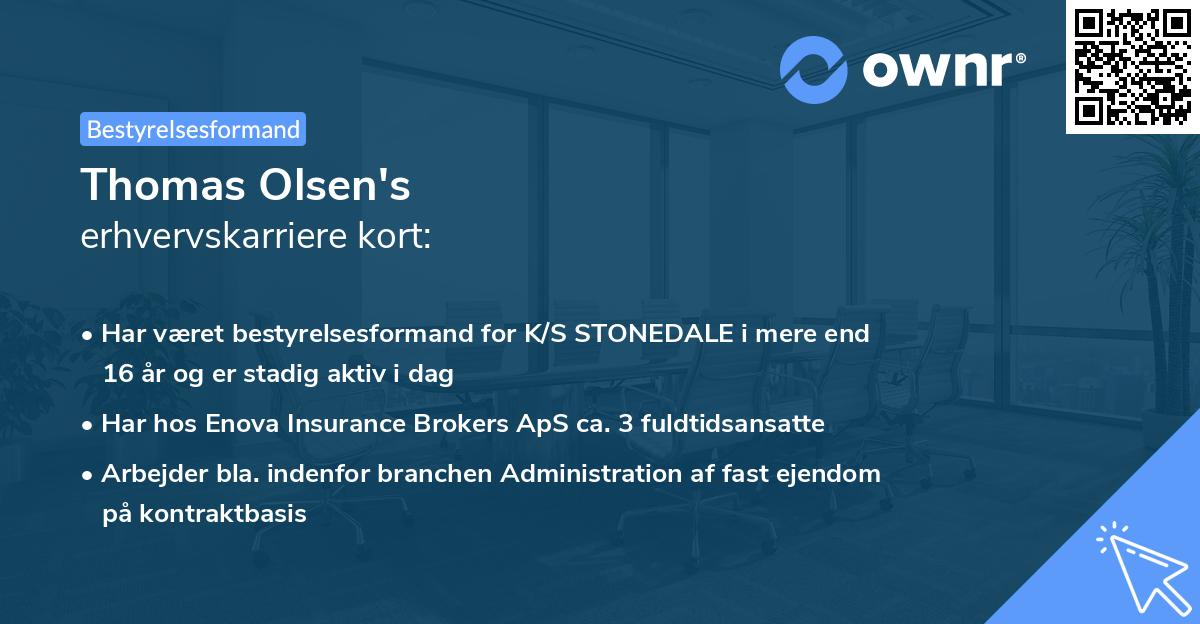 Thomas Olsen's erhvervskarriere kort