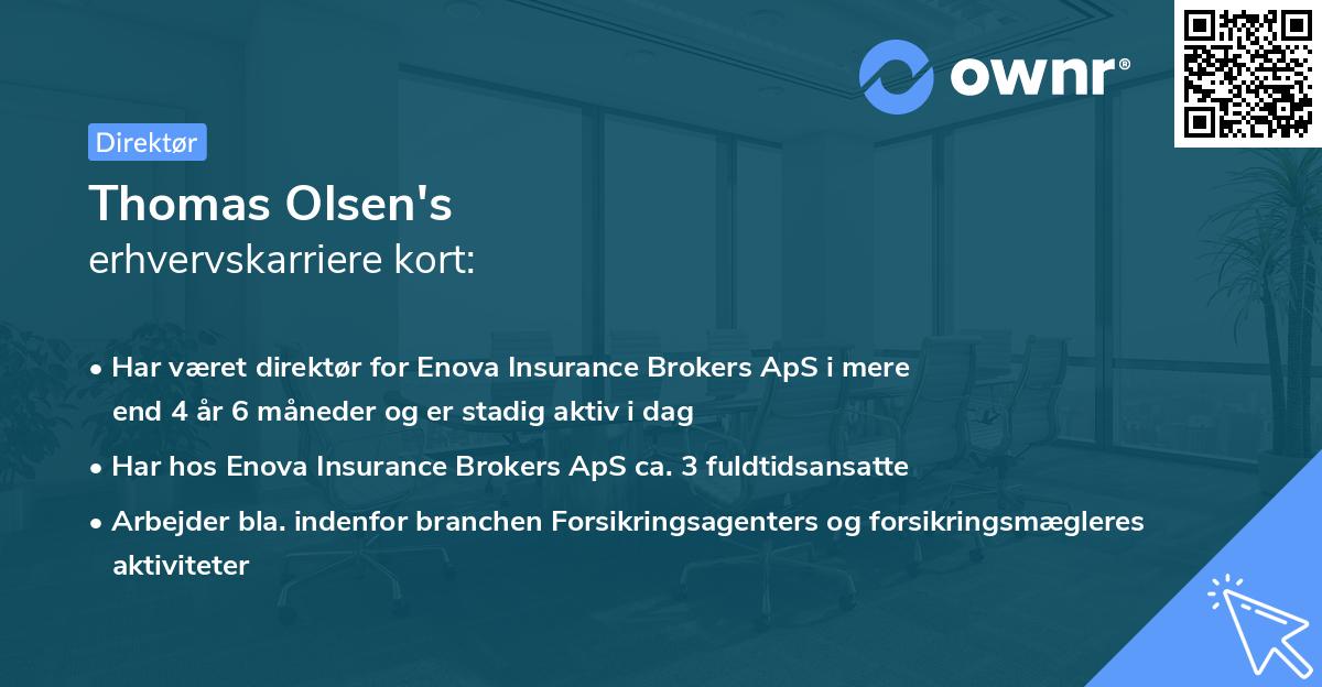 Thomas Olsen's erhvervskarriere kort