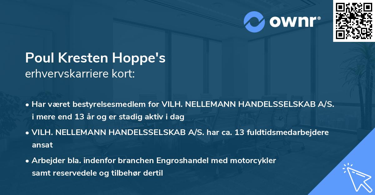 Poul Kresten Hoppe's erhvervskarriere kort