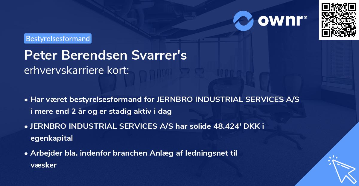 Peter Berendsen Svarrer's erhvervskarriere kort
