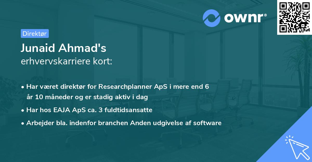 Junaid Ahmad's erhvervskarriere kort