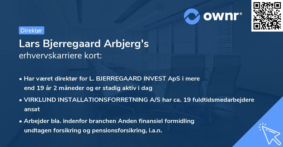 Lars Bjerregaard Arbjerg's erhvervskarriere kort