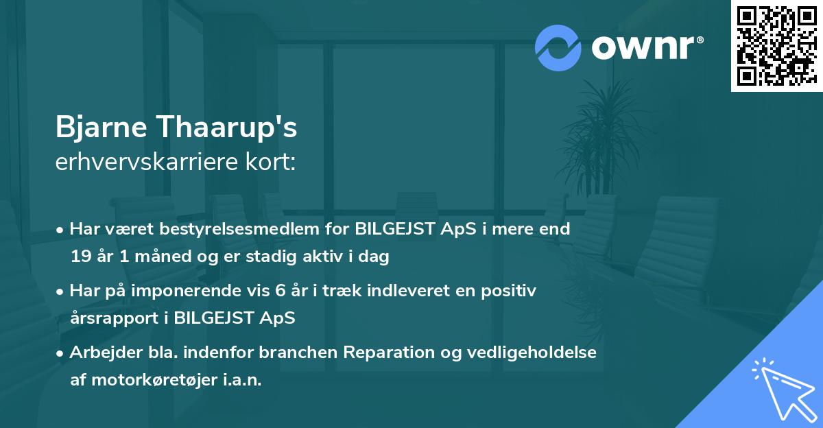 Bjarne Thaarup's erhvervskarriere kort