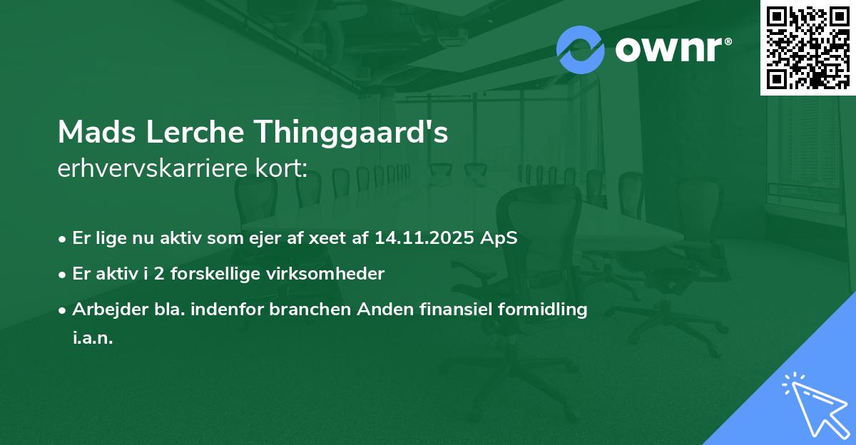 Mads Lerche Thinggaard's erhvervskarriere kort
