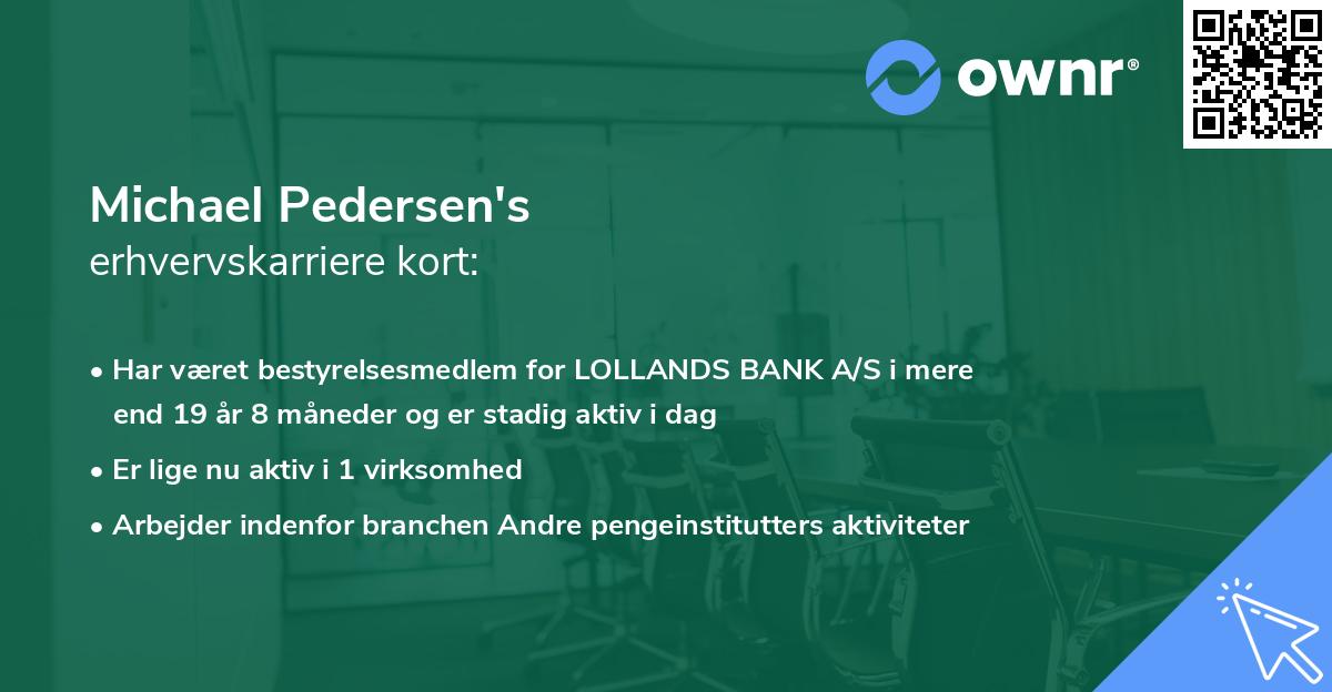 Michael Pedersen's erhvervskarriere kort