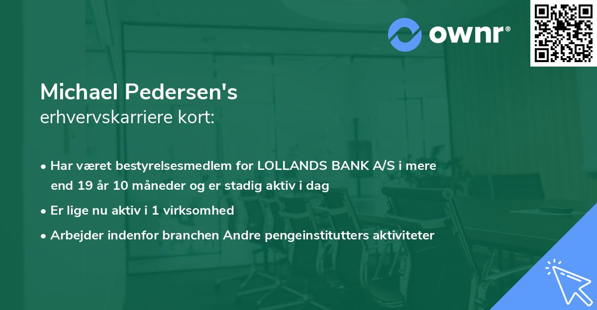 Michael Pedersen's erhvervskarriere kort