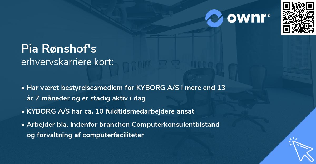 Pia Rønshof's erhvervskarriere kort