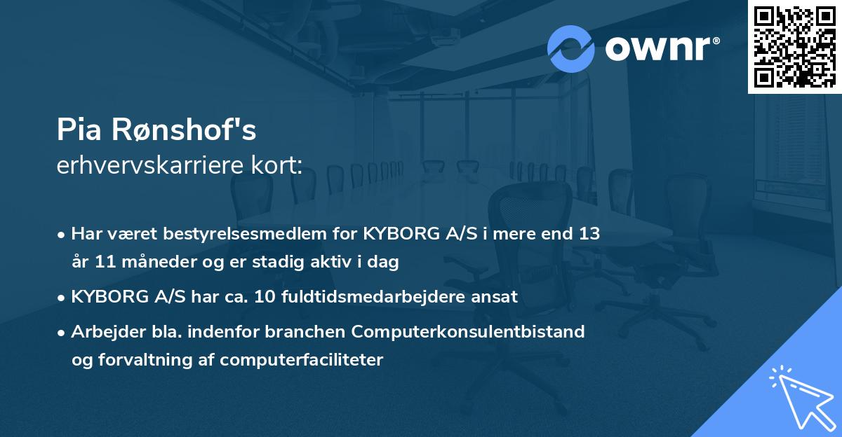 Pia Rønshof's erhvervskarriere kort