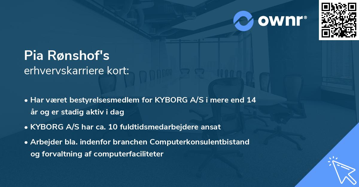 Pia Rønshof's erhvervskarriere kort