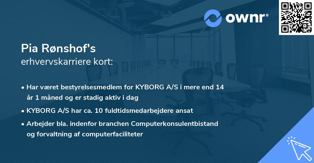 Pia Rønshof's erhvervskarriere kort