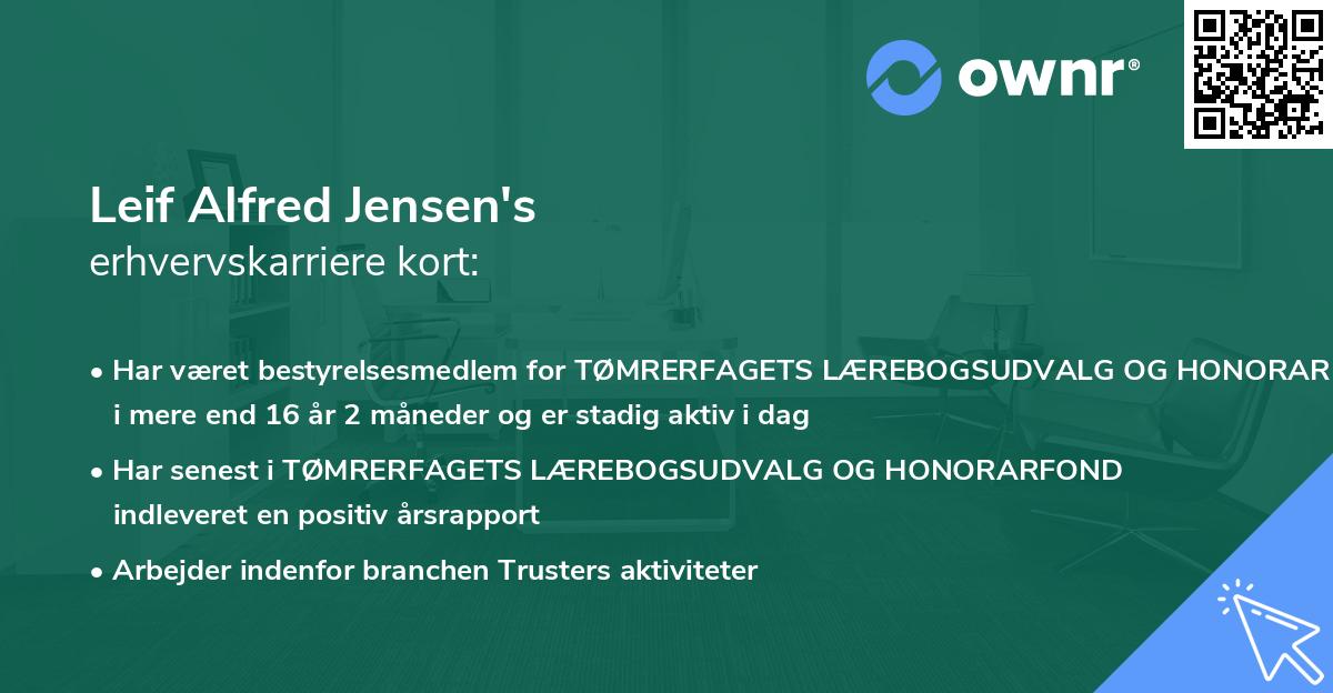 Leif Alfred Jensen's erhvervskarriere kort