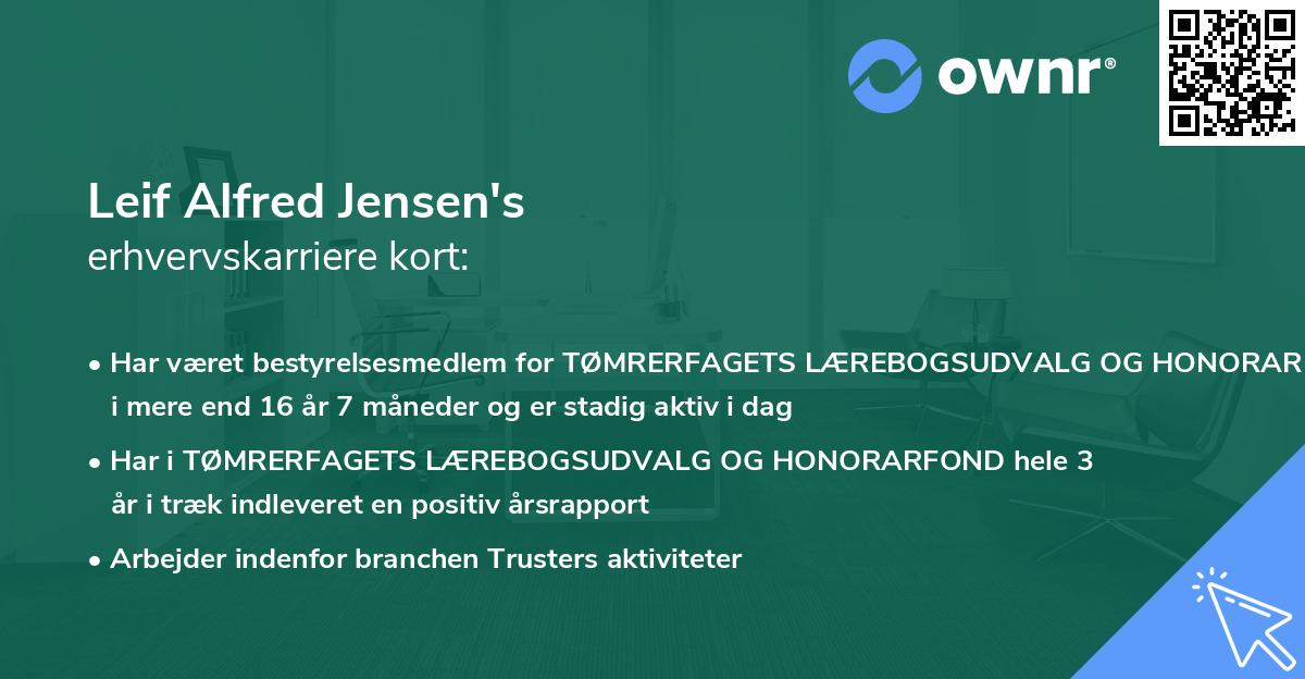 Leif Alfred Jensen's erhvervskarriere kort