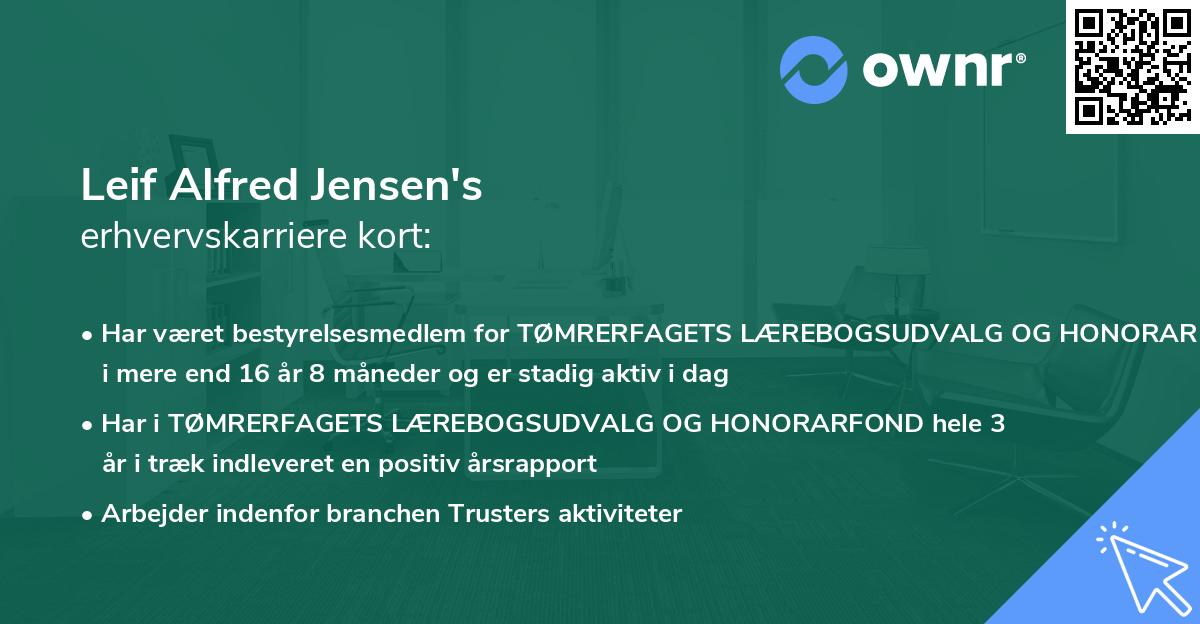 Leif Alfred Jensen's erhvervskarriere kort