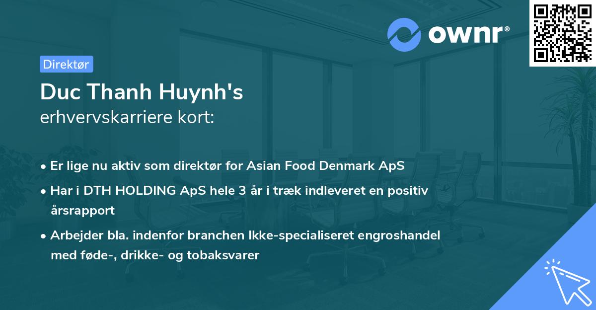 Duc Thanh Huynh's erhvervskarriere kort