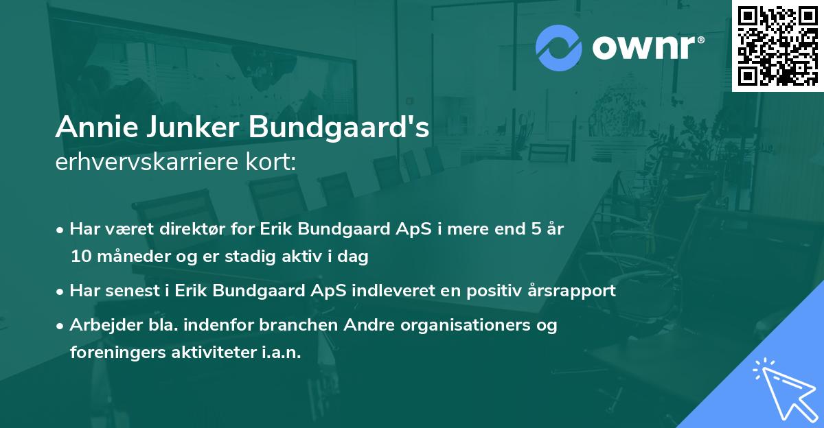 Annie Junker Bundgaard's erhvervskarriere kort