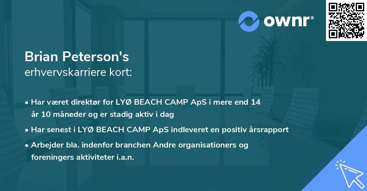 Brian Peterson's erhvervskarriere kort