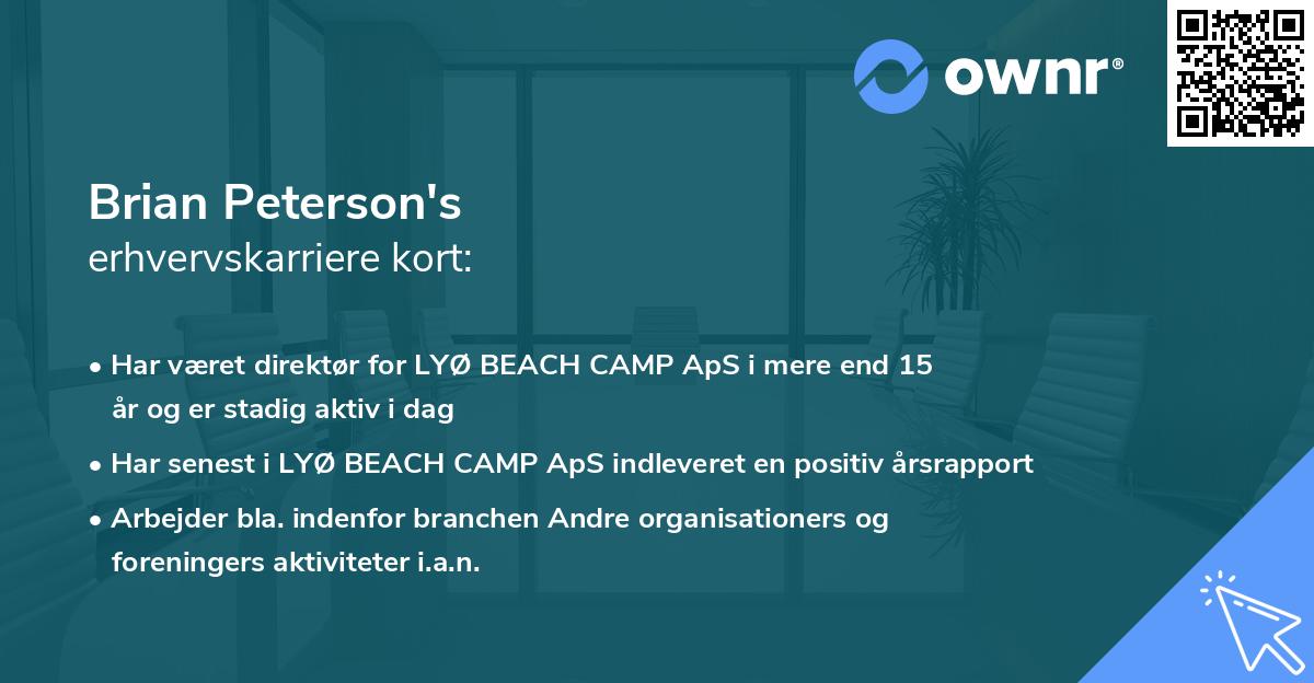 Brian Peterson's erhvervskarriere kort