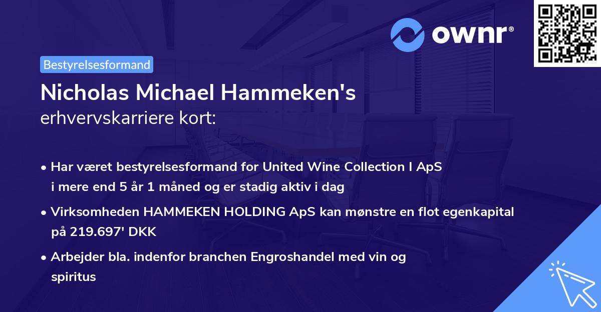 Nicholas Michael Hammeken's erhvervskarriere kort