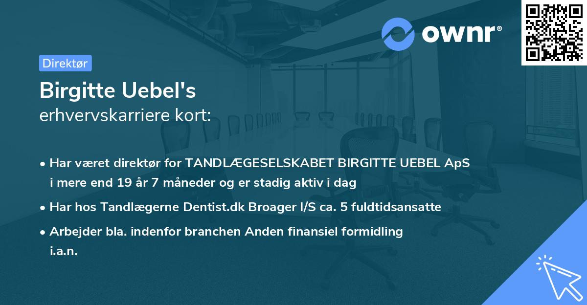 Birgitte Uebel's erhvervskarriere kort