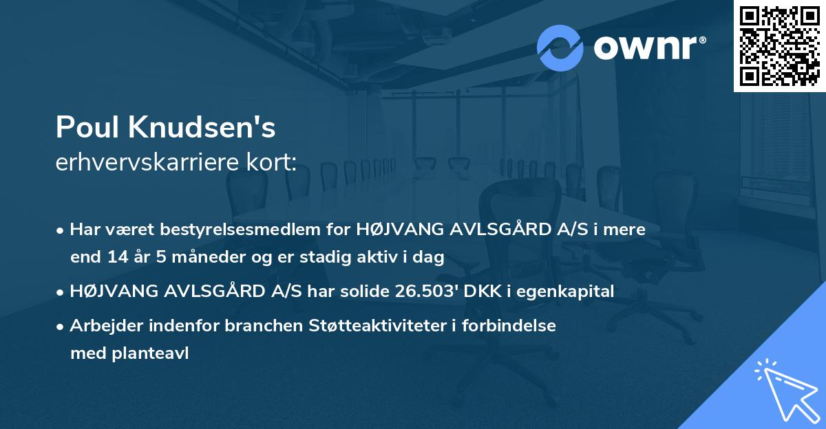 Poul Knudsen's erhvervskarriere kort