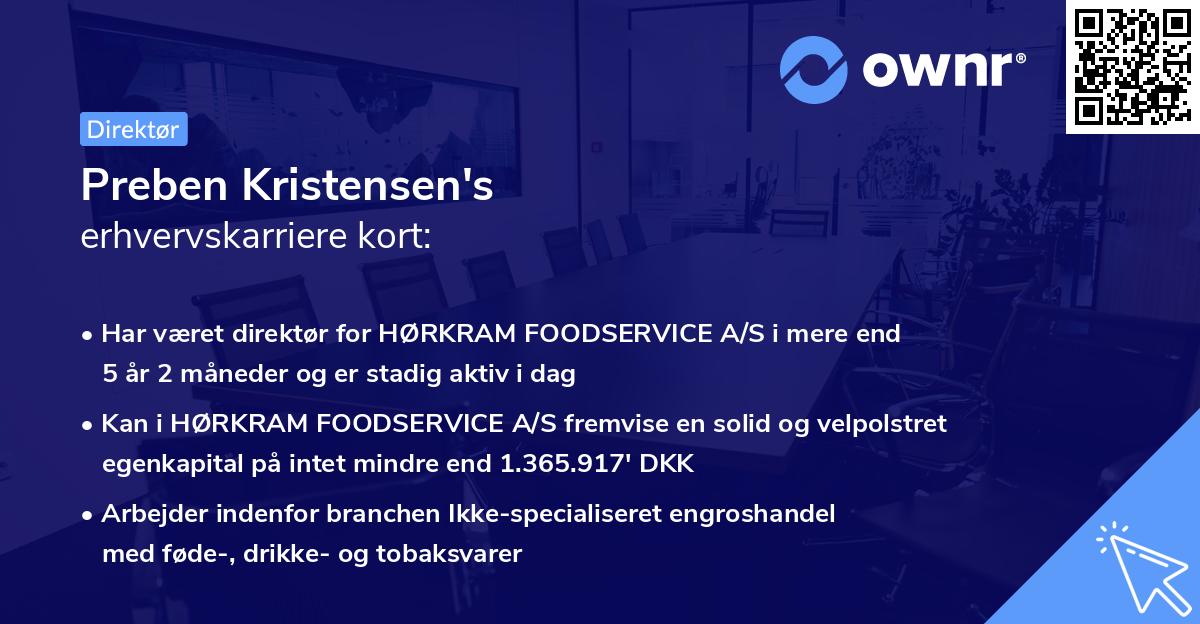 Preben Kristensen's erhvervskarriere kort