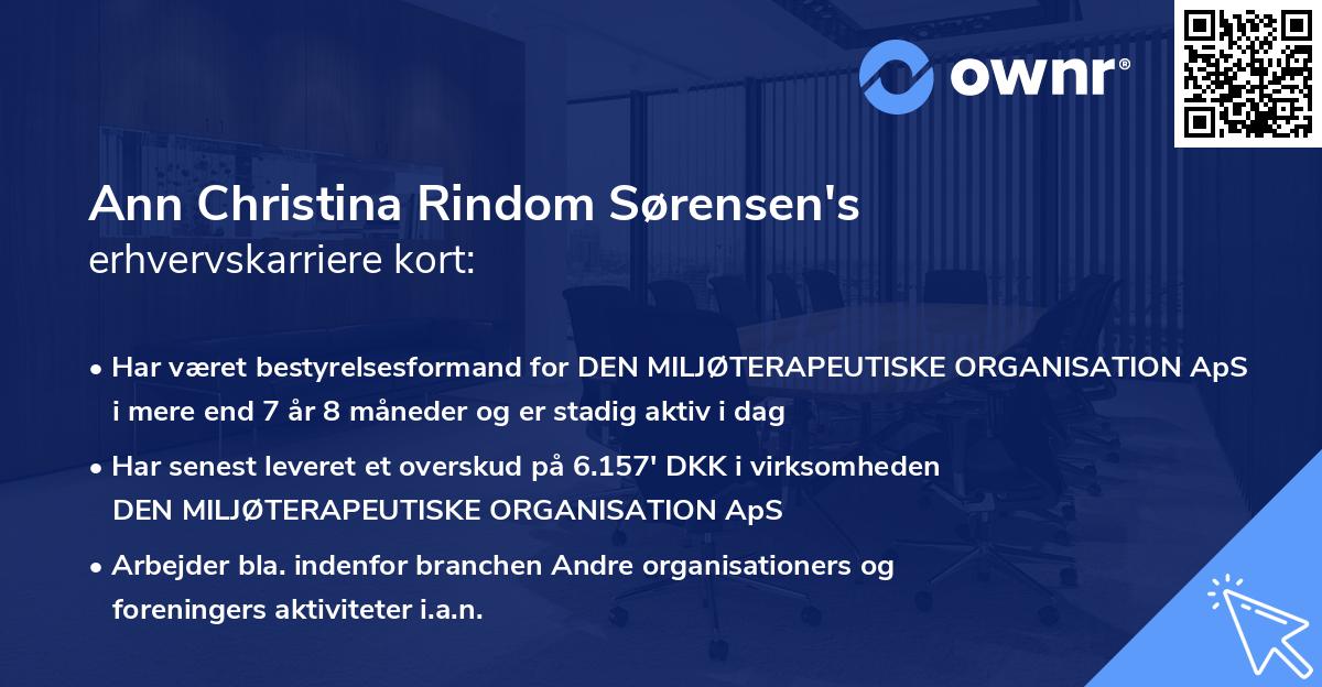 Ann Christina Rindom Sørensen's erhvervskarriere kort