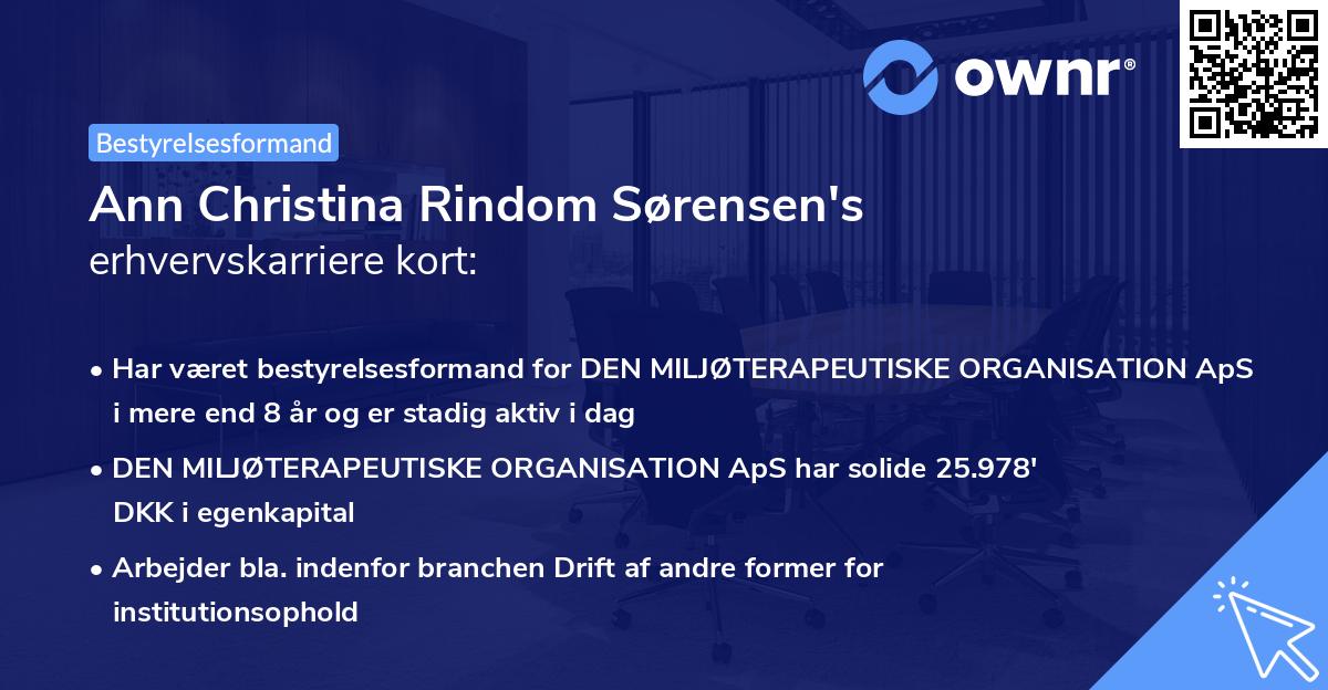 Ann Christina Rindom Sørensen's erhvervskarriere kort