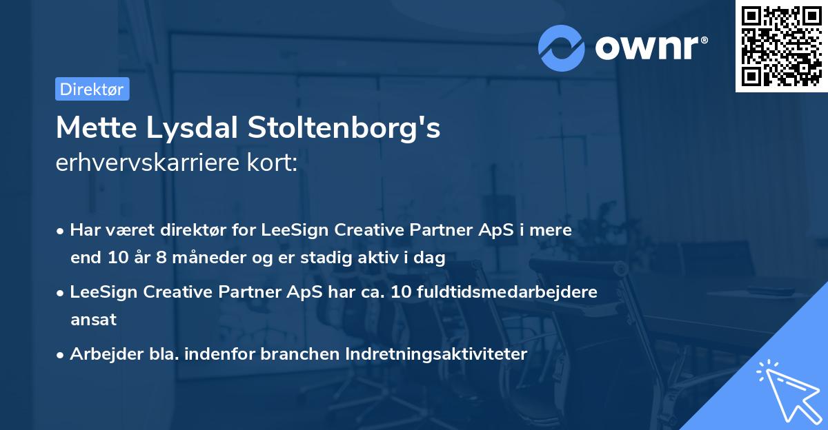 Mette Lysdal Stoltenborg's erhvervskarriere kort