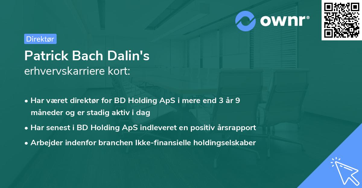 Patrick Bach Dalin's erhvervskarriere kort