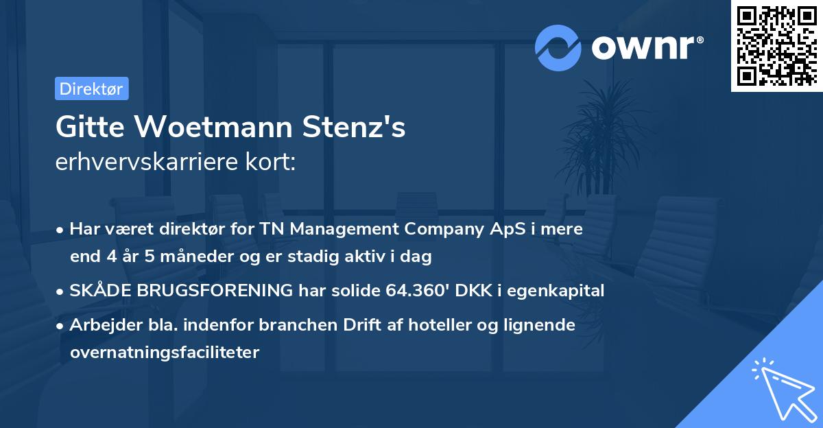 Gitte Woetmann Stenz's erhvervskarriere kort