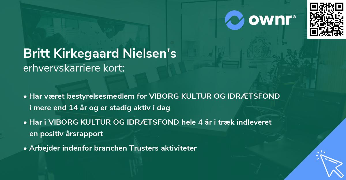 Britt Kirkegaard Nielsen's erhvervskarriere kort