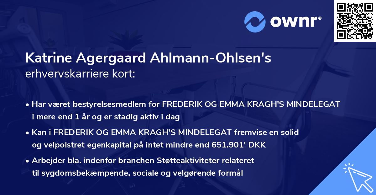 Katrine Agergaard Ahlmann-Ohlsen's erhvervskarriere kort