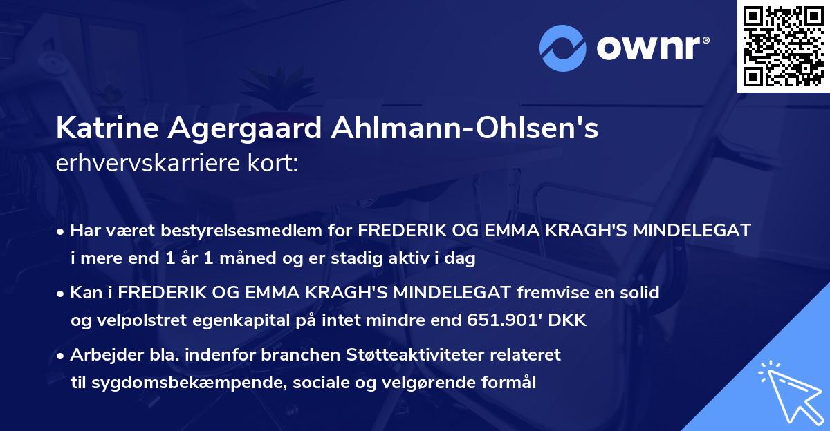 Katrine Agergaard Ahlmann-Ohlsen's erhvervskarriere kort