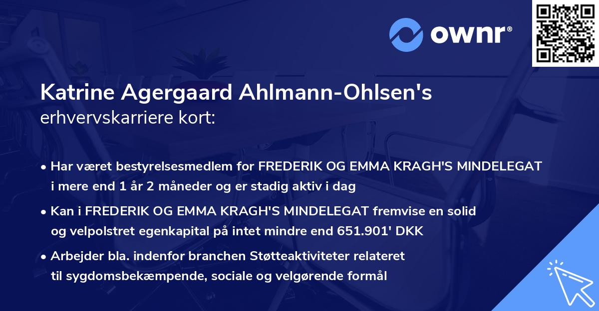 Katrine Agergaard Ahlmann-Ohlsen's erhvervskarriere kort